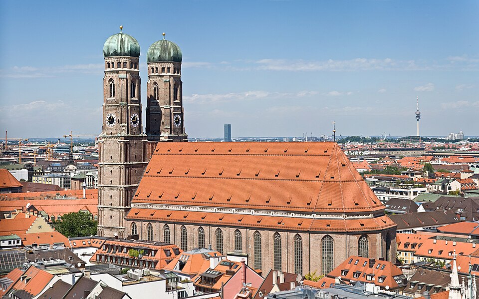 The two domed towers of the Frauenkirche rising above Munich's old town.